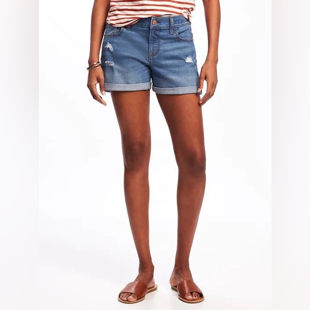 Old Navy Blue Jean Cuffed Boyfriend 3” Inseam Shorts Size 0